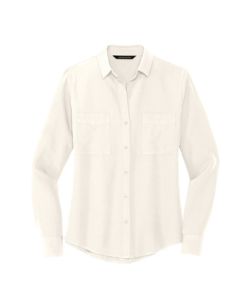 MERCER+METTLE Women's Stretch Crepe Long Sleeve Camp Blouse